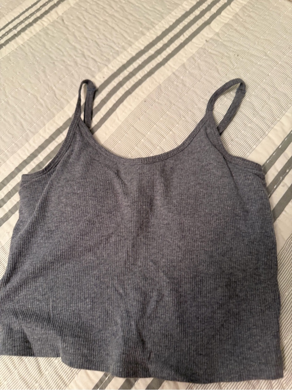 PINK Victoria's Secret Charcoal Ribbed Spaghetti Strap Tank xs padded bra tank